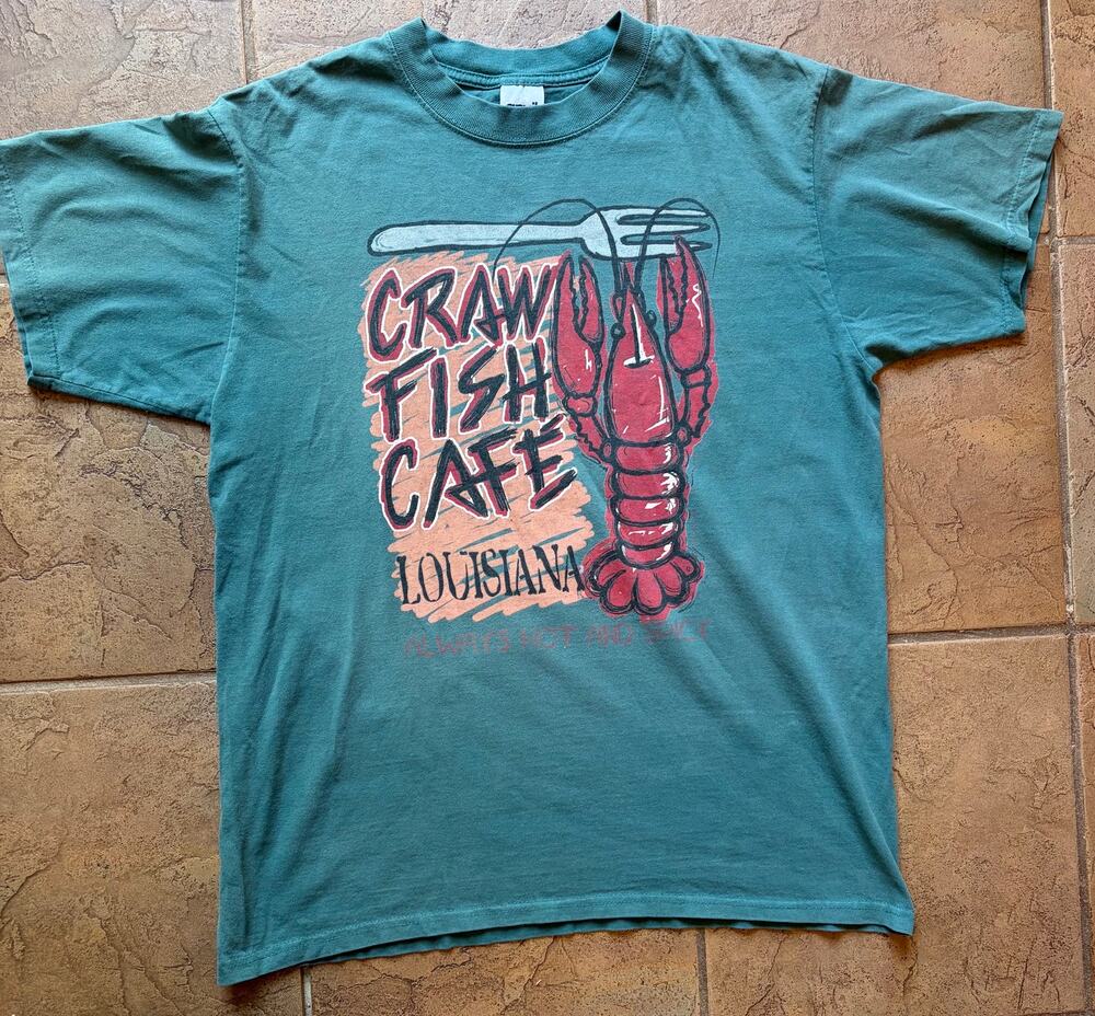 Vintage Louisiana Crawfish Cafe Cajun Seafood Graphic Tee Size Large